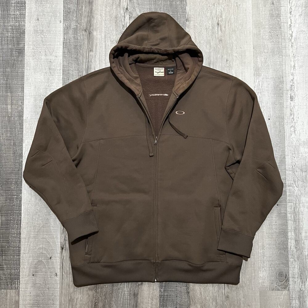 VTG Oakley Forged Goods Men’s Hoodie Y2K Sweatshirt Full Zip O Logo Size 2XL